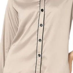 Smarty Pants Brown Satin Shirt With Pyjamas image 5