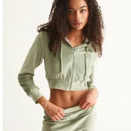 Cover Story Green Regular Fit Crop Hoodie-picture-42