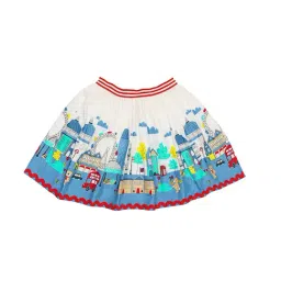 H by Hamleys Girls White & Blue Printed A Line Skirt-picture-22