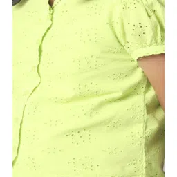 Under Fourteen Only Kids Yellow Self Design Crop Top image 5