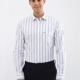 Allen Solly White Cotton Slim Fit Striped Shirt-picture-43