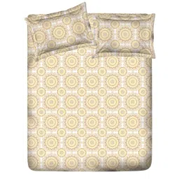 Layers Firenze Yellow Cotton 144 TC King Flat Bed Sheet With 2 Pillow Covers image 5