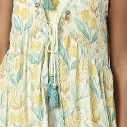 showoffff SHOWOFF Yellow Cotton Printed Midi Dress With Coat image 5