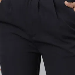 showoffff SHOWOFF Navy Flared Fit Mid Rise Trousers image 5