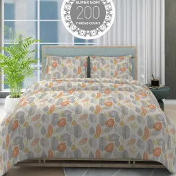 Boutique Living India Grey Cotton Floral King Bedsheet With 2 Pillow Covers image 5