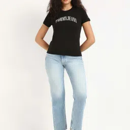 Tommy Hilfiger Black Cotton Solid T-Shirt image 5