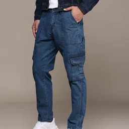 WROGN Men Mid-Rise Light Fade Stretchable Cargo Jeans-picture-31