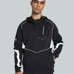 Puma Black Cotton Regular Fit Sports Hoodie-image-12