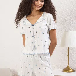 Trendyol Women Floral Printed Pure Cotton Night suit-picture-37