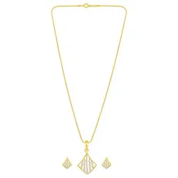 Peora Gold Plated Contemporary CZ Rhombus Shape Stud Pendant & Earring image 3