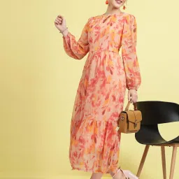 Melon by PlusS Peach Printed Maxi Dress image 5