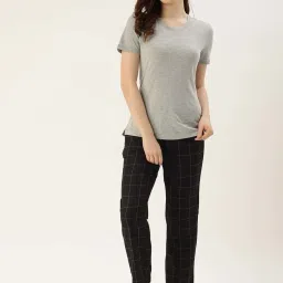 Kryptic Black Cotton Chequered Lounge Pants image 5