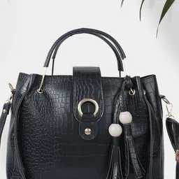 DressBerry Black Structured Handheld Bag-image-39