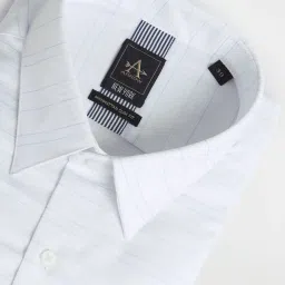 arrow new york Arrow Newyork White Cotton Slim Fit Striped Shirt image 5