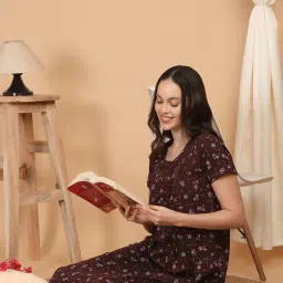 Sweet Dreams Purple Cotton Print Short sleeve Night Dress image 5