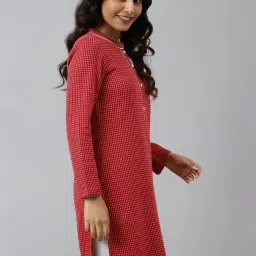 Aurelia Red Embroidered Winter Kurti image 5