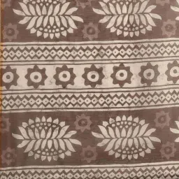 Silk Land Brown Printed Saree With Unstitched Blouse image 5