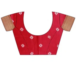 Saree Mall Red Silk Woven Saree With Unstitched Blouse image 5