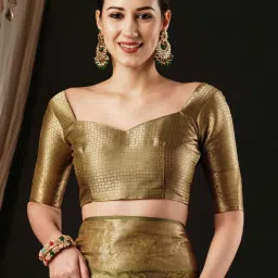 Saree Mall Green Silk Woven Saree With Unstitched Blouse image 5