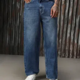 High Star Blue Cotton Loose Fit Jeans-image-35