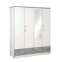 Nilkamal Marbito 4 Door Wardrobe With Mirror (White) image 5