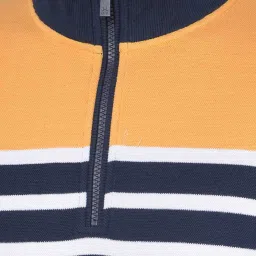 Crimsoune Club Mustard & Navy Regular Fit Striped Sweatshirt image 5