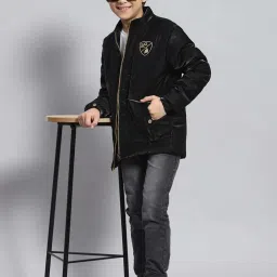 Monte Carlo Kids Black Printed Full Sleeves Jacket image 5