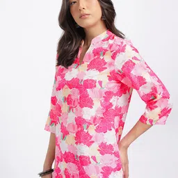 Anouk Rustic Floral Printed Mandarin Collar Straight Kurti image 3