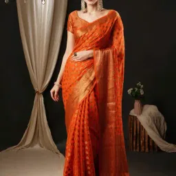 Saree Mall Orange Woven Saree With Unstitched Blouse-picture-14