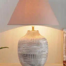 kapoor lamp shades Kapoor E Illuminations Cumberland White Wooden Table Lamp - Set of 1 image 3