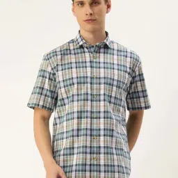 Burnt Umber Multicolor Regular Fit Check Shirt-image-74