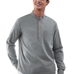 Navkanj Band Collar Roll-Up Sleeves Short Kurta-picture-20