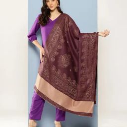 Aarika Purple Wool Woven Design Shawl-picture-5