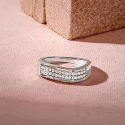 GIVA 925 Sliver Rhodium-Plated Zircon Studded Shimmer Wave Ring for Him-picture-54