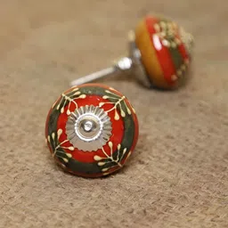 MODEFE 6-Pcs Red & Green Printed Ceramic Door Knobs-image-66