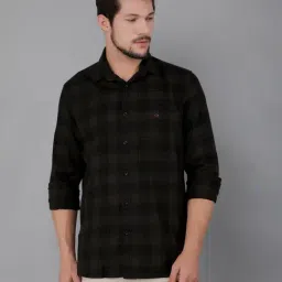 Crimsoune Club Brown Cotton Slim Fit Checks Shirt-picture-35