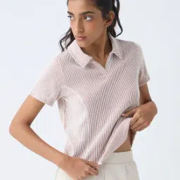 Studiofit by Westside Rust Striped Cotton-Blend T-Shirt-image-87