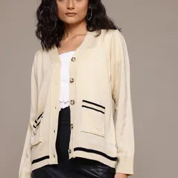 Roadster The Lifestyle Co Women Cardigan with Applique Detail-picture-19