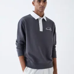 studiofit men Studiofit by Westside Grey Text Detailed Relaxed-Fit Polo T-Shirt-picture-23