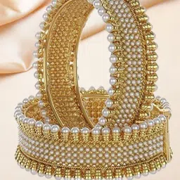 YouBella Gold Plated & Pearl Stylish Traditional Bangle Set-image-33
