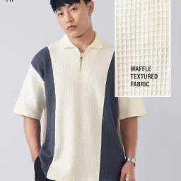 The Souled Store Off White Cotton Colourblocked Relaxed Fit T-Shirt-picture-15