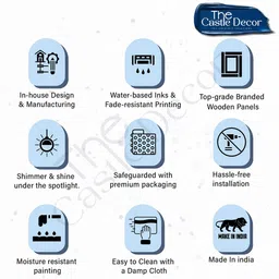 The Castle Decor Beige & Red 3 Pieces Sparkle Wooden Wall Art image 4