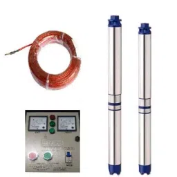 Damor 1HP Single Phase 4 inch Oil Filled Borewell Submersible Pump with Control Panel image 1