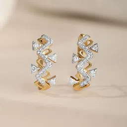 Mia by Tanishq 18KT Yellow Gold Natural Diamond Hoop Earrings - 2.564gm-picture-26