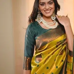 Vidula Fashion Ethnic Motifs Zari Art Silk Handloom Kanjeevaram Saree image 2