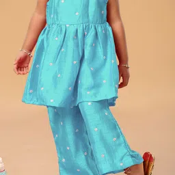 The Mini Trunk Girls Floral Embroidered Kurta with Palazzo image 5