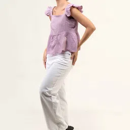 Urban Sundari Flutter Sleeve Ruffles Cotton Peplum Top image 4