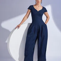 Miss Chase Women V-Neck Short Sleeves Basic Jumpsuit-image-50