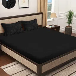 Myntra Elegant Homes Black Woolen 300 TC Fitted King Bedsheet Set 2.50 m x 2.25 m-picture-16