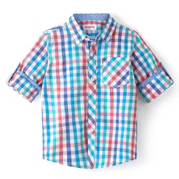 Babyhug 100% Cotton Woven Full Sleeves Checked Shirt - Multicolour-picture-21